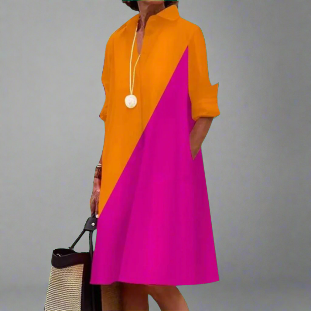 Eska - Gradient 3D Printed Mid-Calf Dress