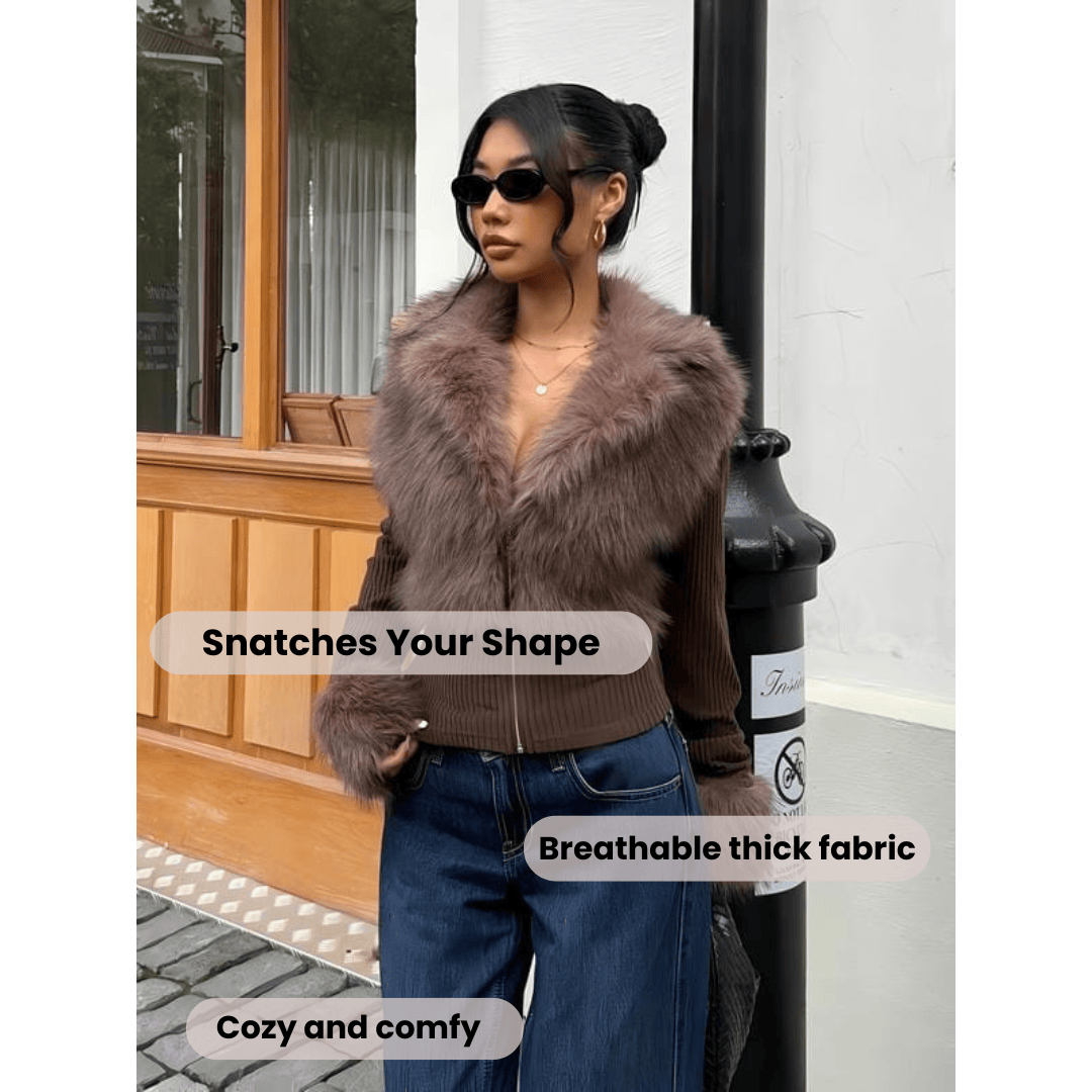 Veste en maille Old Money avec col en fausse fourrure