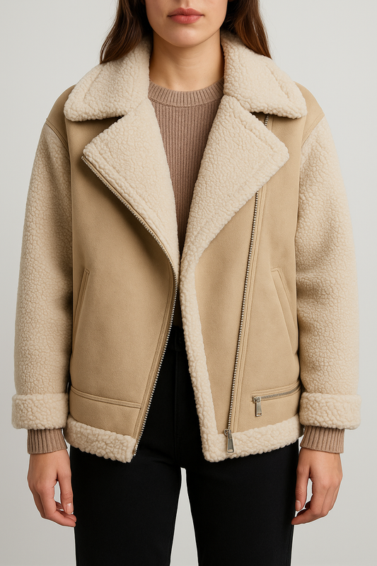 Brielle - Stylish Faux Shearling Zip-Up Jacket for a Chic Look