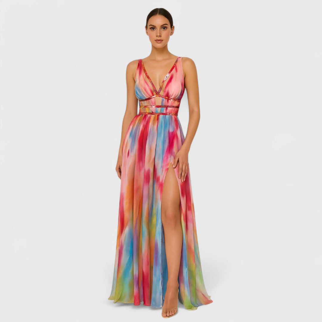 Freya - Robe longue peinte