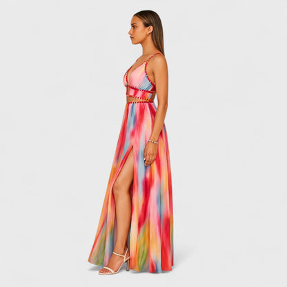 Freya - Robe longue peinte